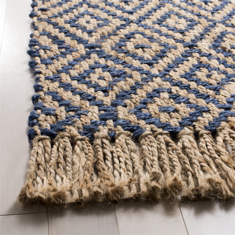 Safavieh Natural Fiber 9' x 12' Hand Woven Jute Rug in Tropical Blue