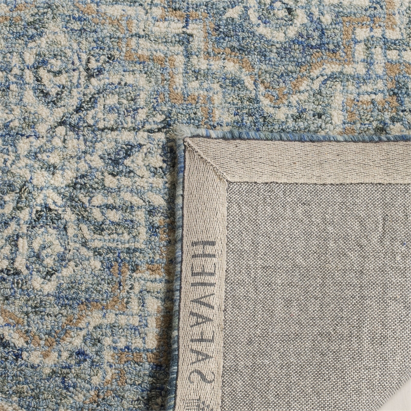 Safavieh Abstract 6' Square Hand Tufted Wool Rug in Blue and Gray