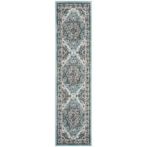 Safavieh Skyler 2' x 6' Runner Rug in Blue and Black