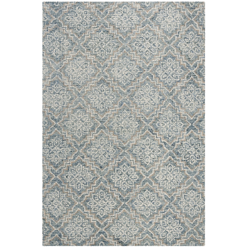 Safavieh Abstract 5' x 8' Hand Tufted Wool Rug in Blue and Gray
