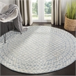 Safavieh Abstract 6' Round Hand Tufted Wool Rug in Blue and Ivory