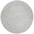 Safavieh Abstract 6' Round Hand Tufted Wool Rug in Blue and Ivory