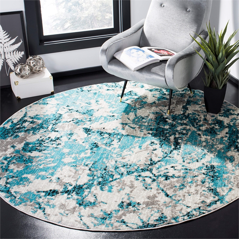 Safavieh Skyler 4' Round Rug in Blue and Ivory
