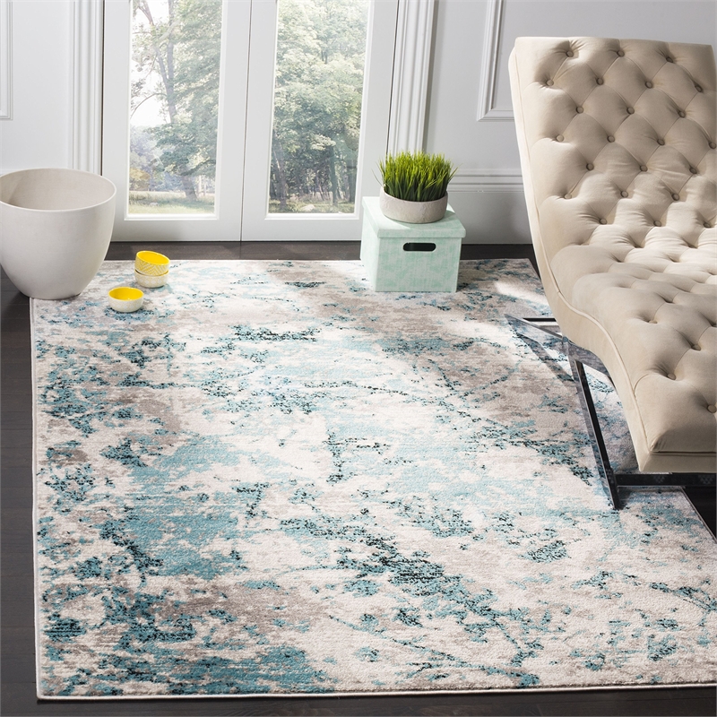 Safavieh Skyler 4' Square Rug in Blue and Ivory