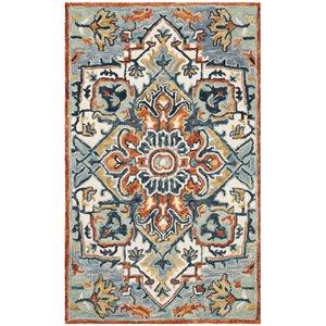 Safavieh Aspen 2'3&quot x 5' Hand Tufted Wool Rug in Blue and Rust