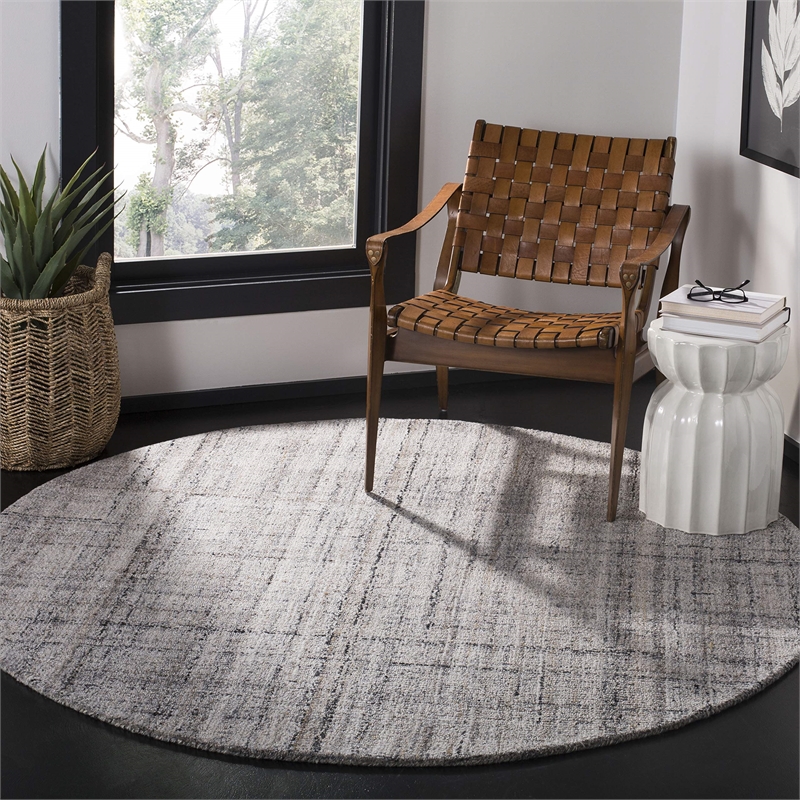 Safavieh Abstract 6' Round Hand Tufted Rug in Camel and Black