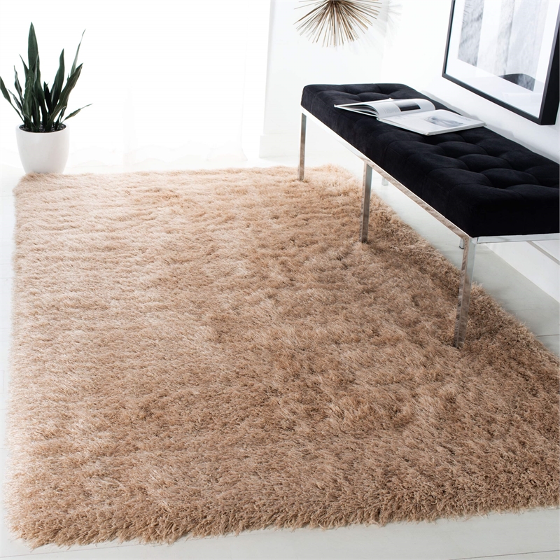 Safavieh Venice 4' Square Hand Tufted Shag Rug in Champagne