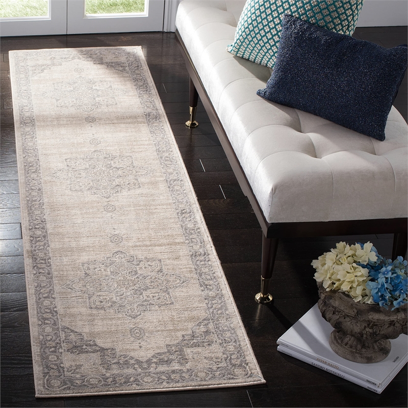 Safavieh Brentwood 2' x 8' Runner Rug in Cream and Gray