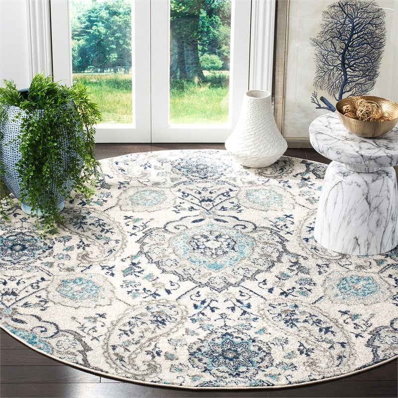 Safavieh Madison 11' Round Rug in Cream and Light Gray