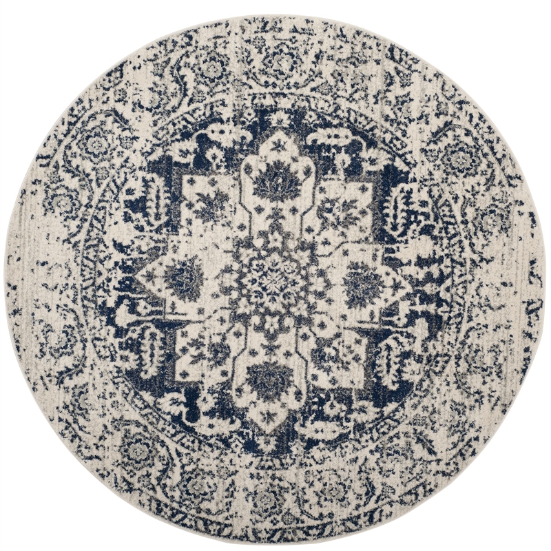 Safavieh Madison 11' Round Rug in Cream and Navy