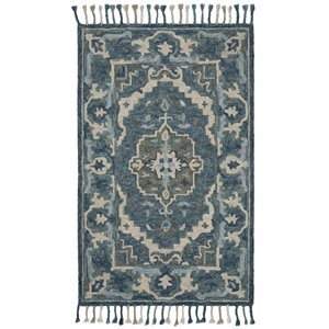 Safavieh Aspen 2'3&quot x 5' Hand Tufted Wool Rug in Dark Blue and Gray