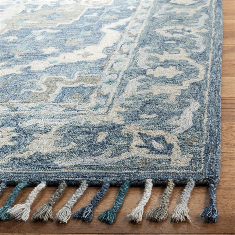 Safavieh Aspen 9' x 12' Hand Tufted Wool Rug in Dark Blue and Gray