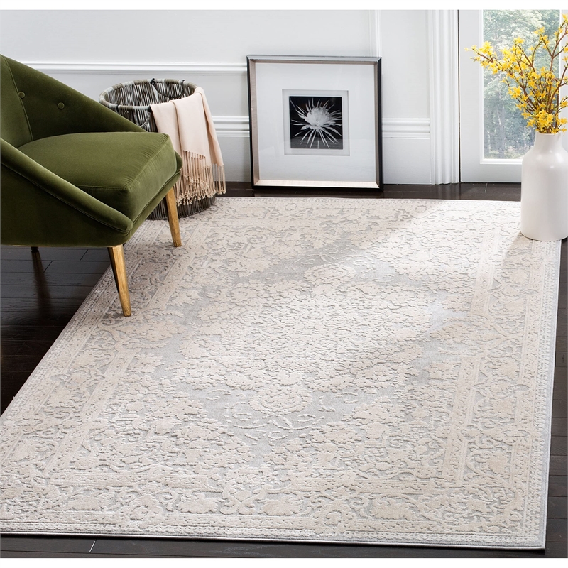 Safavieh Reflection 5' Round Rug in Dark Gray and Cream
