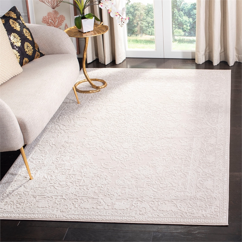 Safavieh Reflection 5' Round Rug in Dark Gray and Cream