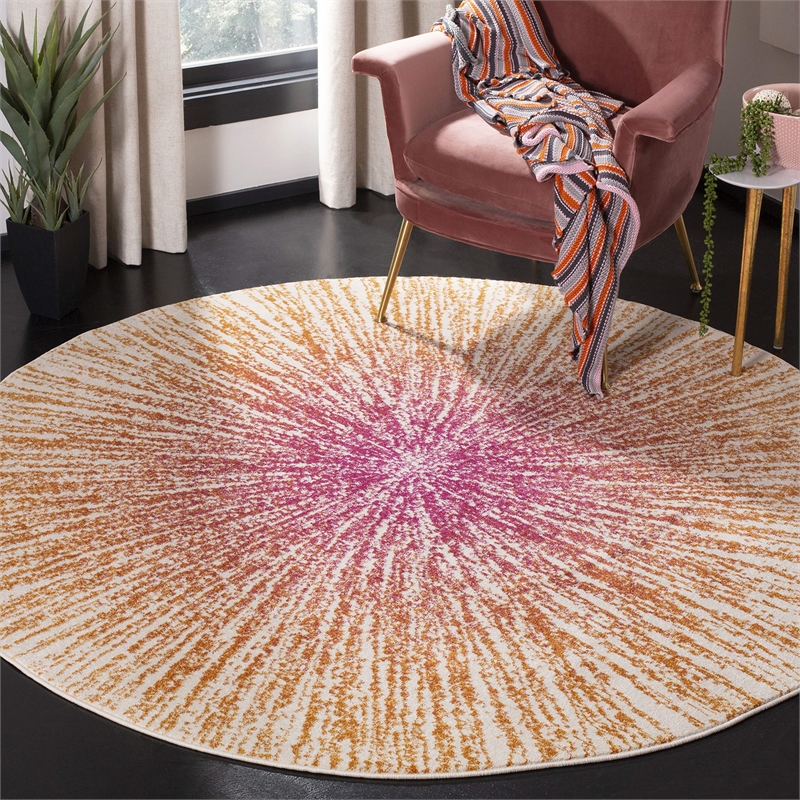 Safavieh Evoke 3' Round Rug in Fuchsia and Orange