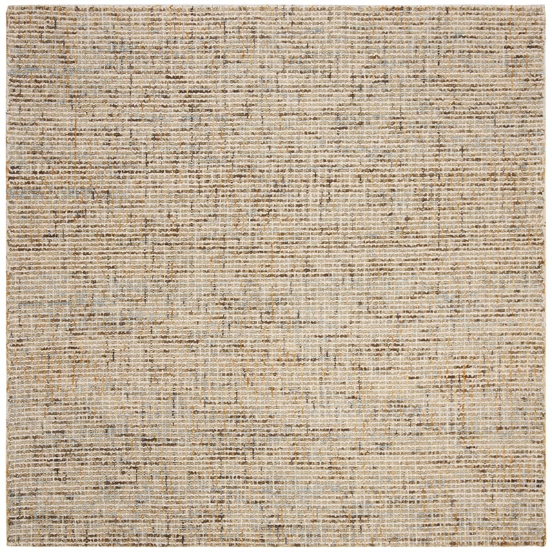 Safavieh Abstract 6' Square Hand Tufted Wool Rug in Gold and Blue