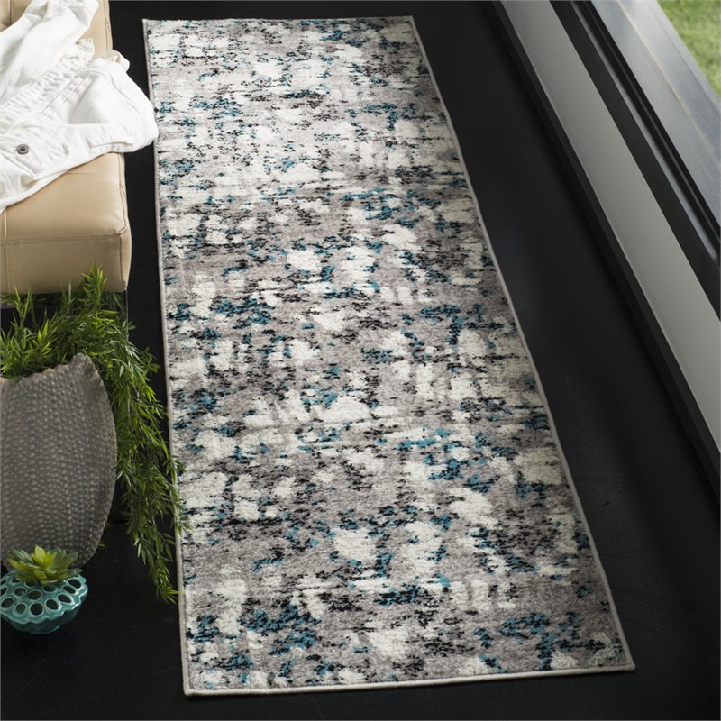 Safavieh Skyler 2' x 10' Runner Rug in Gray and Blue