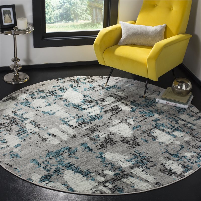 Safavieh Skyler 4' Round Rug in Gray and Blue