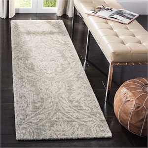 Safavieh Abstract 2'3&quot x 8' Hand Tufted Wool Runner Rug in Gray