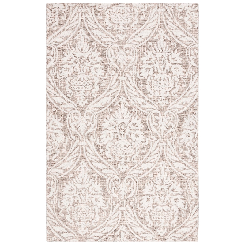 Safavieh Abstract 5' x 8' Hand Tufted Wool Rug in Gray and Ivory
