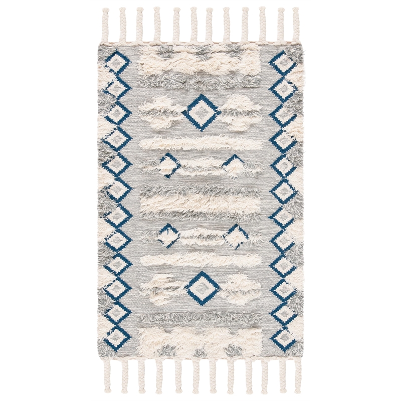 Safavieh Kenya 3' x 5' Hand Knotted Wool Rug in Gray and Ivory