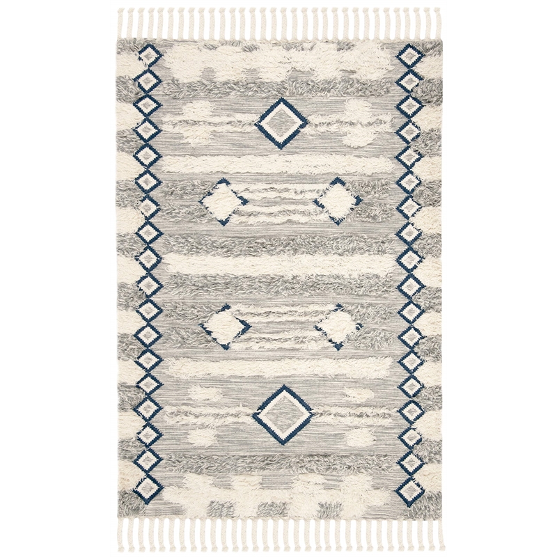 Safavieh Kenya 4' x 6' Hand Knotted Wool Rug in Gray and Ivory