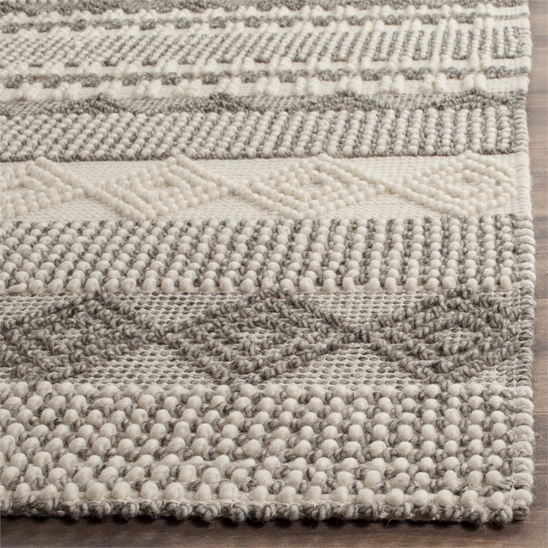 Safavieh Natura 8' Square Hand Woven Wool Rug in Gray and Ivory