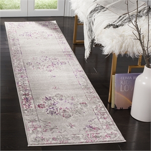 Safavieh Skyler 2' x 10' Runner Rug in Gray and Pink
