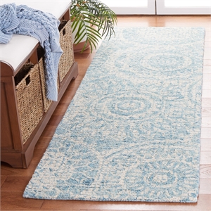 Safavieh Abstract 2'3&quot x 8' Hand Tufted Wool Runner Rug in Ivory