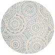 Safavieh Abstract 6' Round Hand Tufted Wool Rug in Ivory and Blue