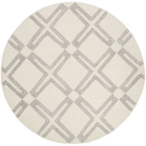 Safavieh Bellagio 5' Round Hand Tufted Wool Rug in Ivory and Gray