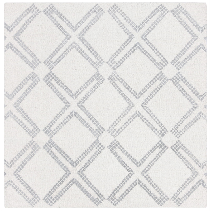 Safavieh Bellagio 5' Square Hand Tufted Wool Rug in Ivory and Gray