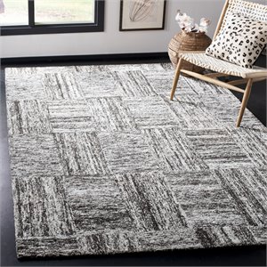 Safavieh Abstract 2'3&quot x 8' Woold Hand Tufted Runner Rug in Ivory and Charcoal