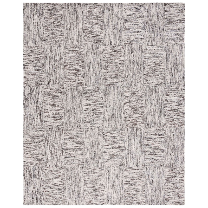Safavieh Abstract 6' Square Wool Hand Tufted Rug in Ivory and Charcoal