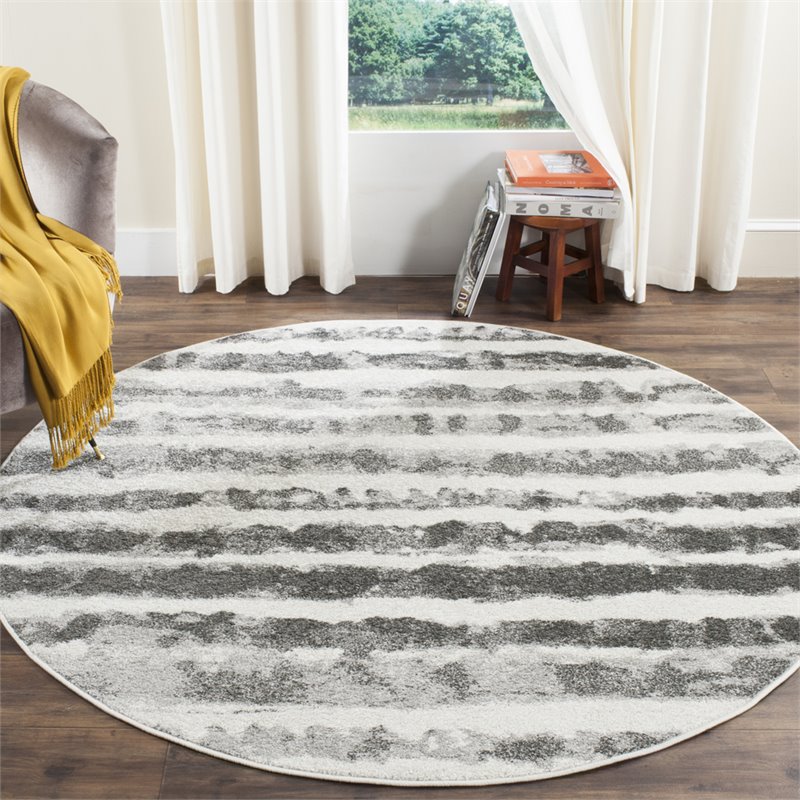 Safavieh Adirondack 4' Round Rug in Ivory and Charcoal
