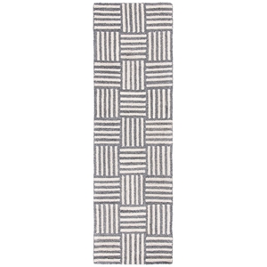 Safavieh Abstract 2'3&quot x 8' Wool Hand Tufted Runner Rug in Ivory and Dark Gray