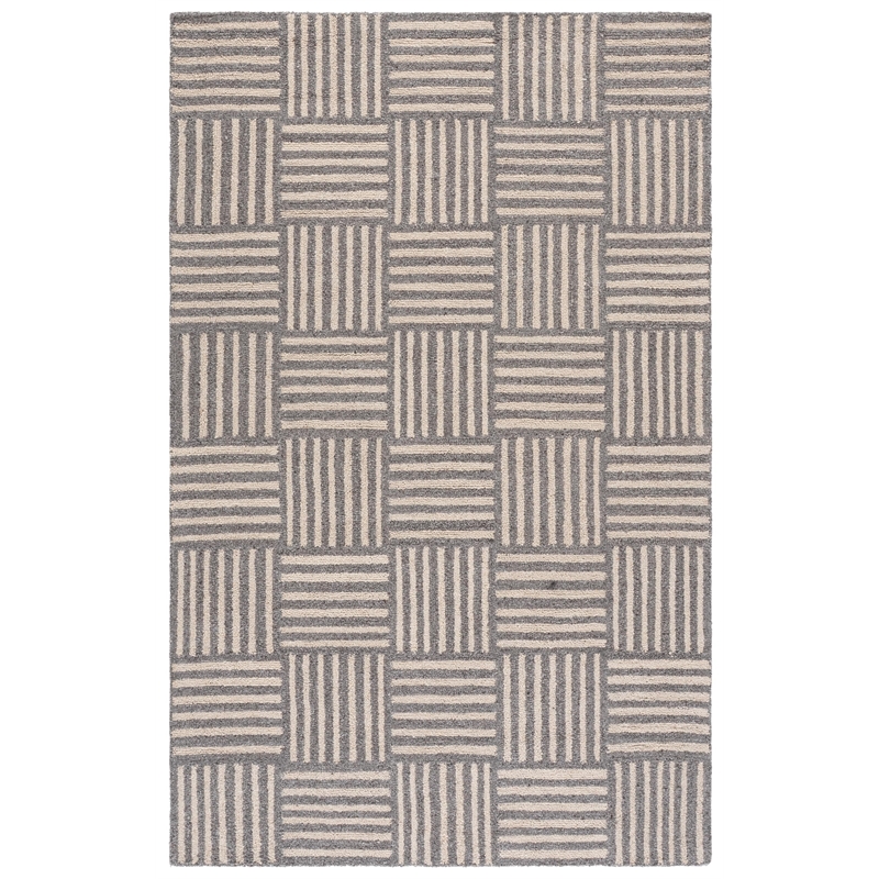 Safavieh Abstract 5' x 8' Hand Tufted Rug in Ivory and Dark Gray