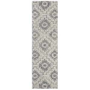 Safavieh Abstract 2'3&quot x 8' Hand Tufted Wool Runner Rug in Ivory