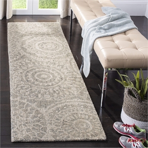 Safavieh Abstract 2'3&quot x 8' Hand Tufted Wool Runner Rug in Ivory