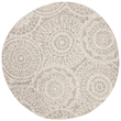 Safavieh Abstract 6' Round Hand Tufted Wool Rug in Ivory and Gray