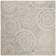 Safavieh Abstract 6' Square Hand Tufted Wool Rug in Ivory and Gray