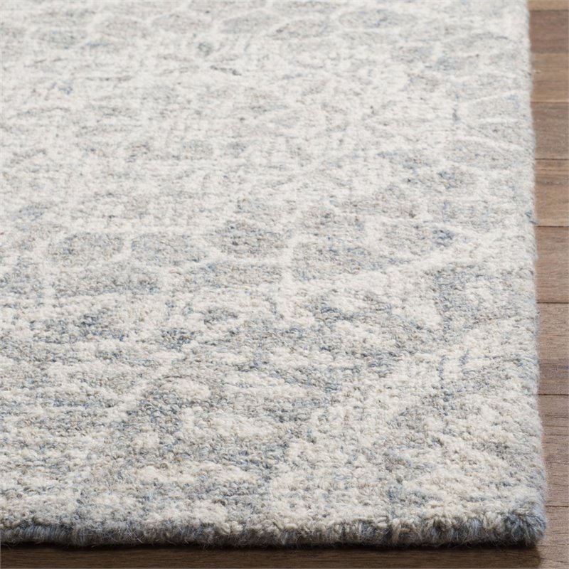 Safavieh Abstract 5' x 8' Hand Tufted Wool Rug in Ivory and Gray