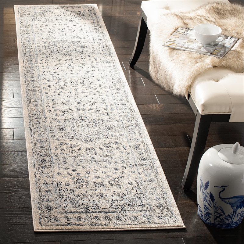 Safavieh Charleston 2' x 8' Runner Rug in Ivory and Light Blue