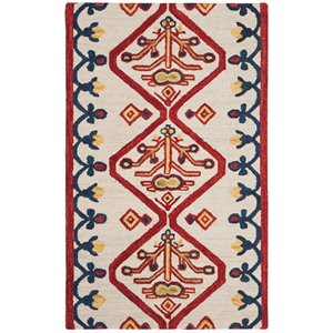 Safavieh Aspen 2'3&quot x 5' Hand Tufted Wool Rug in Ivory and Red