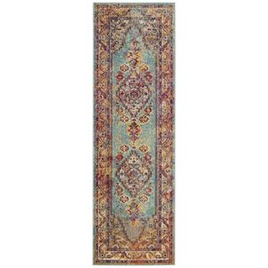 Safavieh Crystal 2'2&quot x 9' Runner Rug in Light Blue and Orange