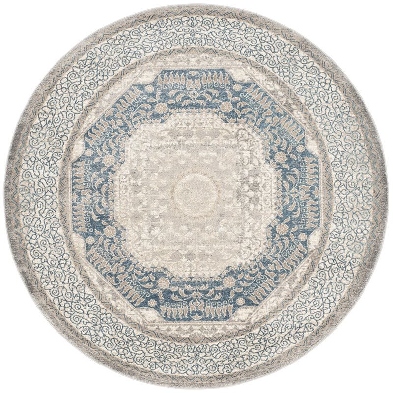 Safavieh Sofia 3' Round Rug in Light Gray and Blue