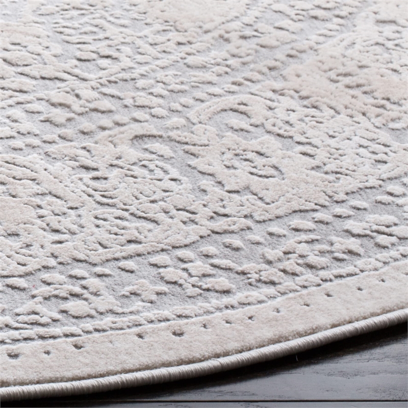 Safavieh Reflection 5' Round Rug in Light Gray and Cream