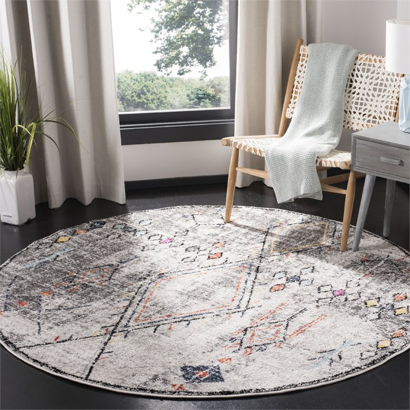 Safavieh Adirondack 6' Round Rug in Light Gray and Fuchsia