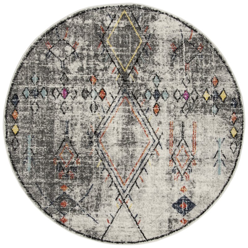 Safavieh Adirondack 6' Round Rug in Light Gray and Fuchsia