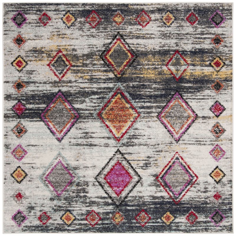 Safavieh Adirondack 6' Square Rug in Light Gray and Red
